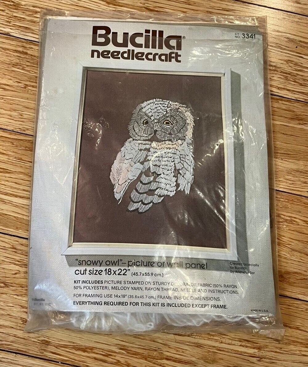 Bucilla NeedleCraft Crewel Embroidery Kit No. 3341 Snowy Owl VTG Vintage NEW